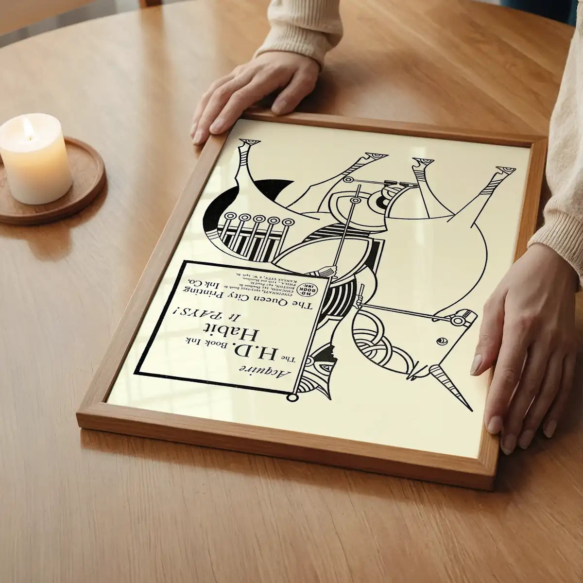 Queen City Printing Inks Vintage Poster - Black Line Drawing Knight Print