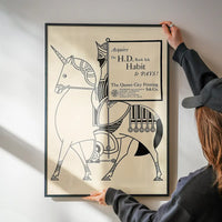 Queen City Printing Inks Vintage Poster - Black Line Drawing Knight Print
