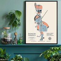Queen City Printing Inks Vintage Poster - Guard In Pastels Print