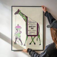 Queen City Printing Inks Vintage Poster - Green & Pink Giraffe