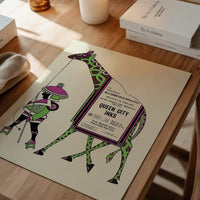 Queen City Printing Inks Vintage Poster - Green & Pink Giraffe