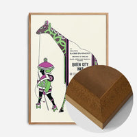 Queen City Printing Inks Vintage Poster - Green & Pink Giraffe