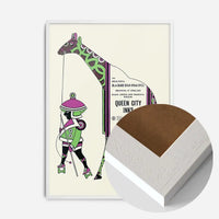 Queen City Printing Inks Vintage Poster - Green & Pink Giraffe