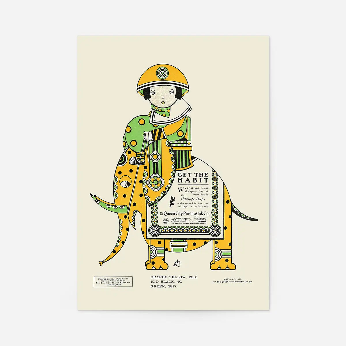 Queen City Printing Inks Vintage Poster - Elephant Print