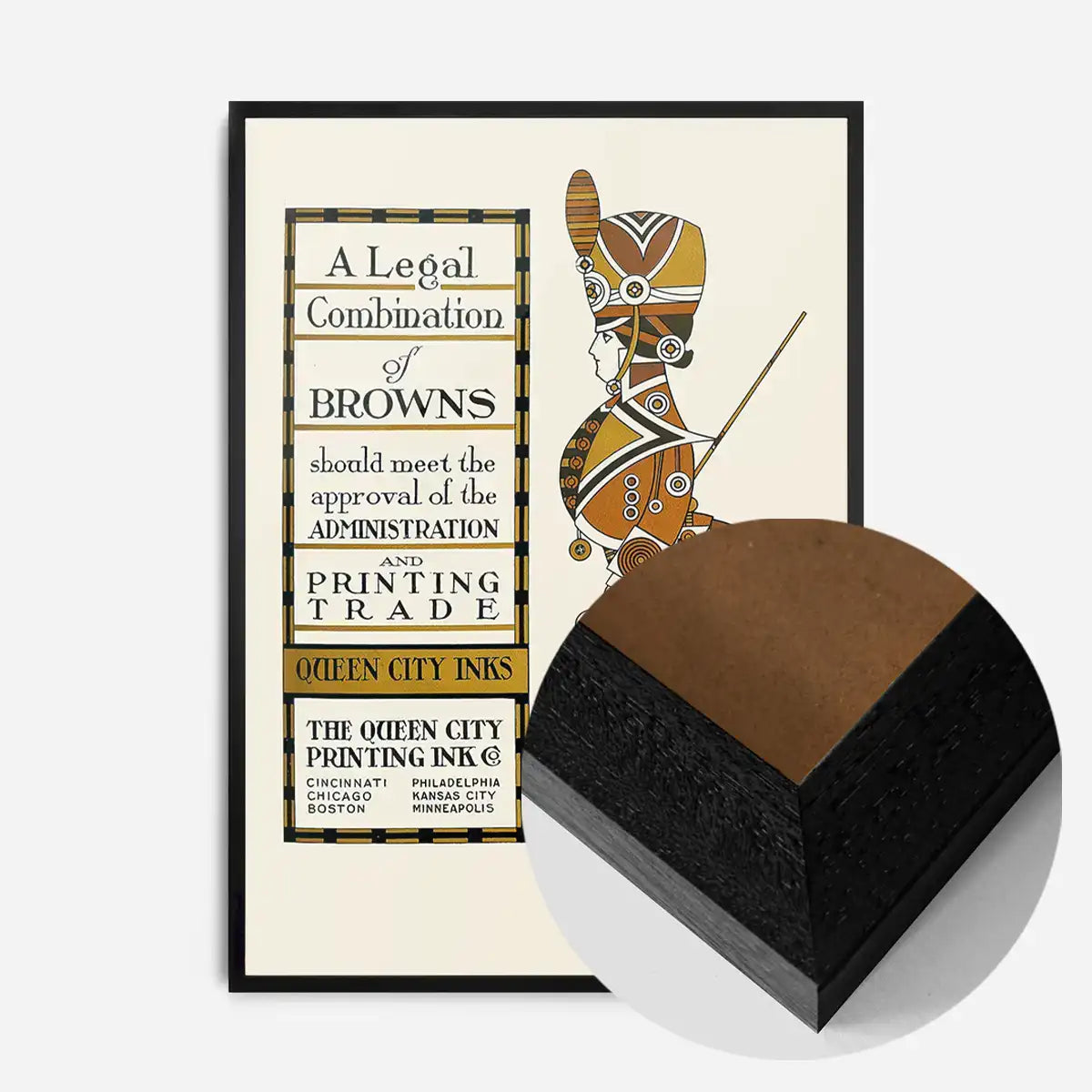 Queen City Printing Inks Vintage Poster - Figure In Brown Print