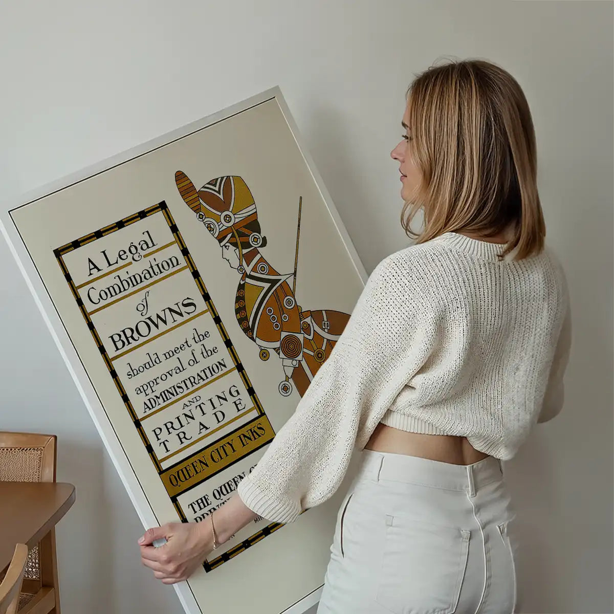 Queen City Printing Inks Vintage Poster - Figure In Brown Print