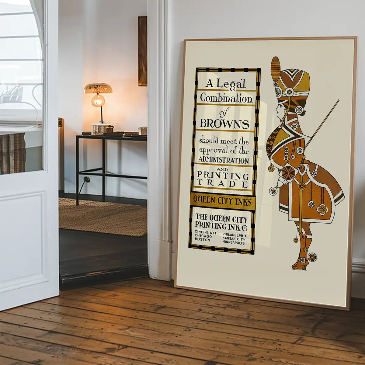 Queen City Printing Inks Vintage Poster - Figure In Brown Print