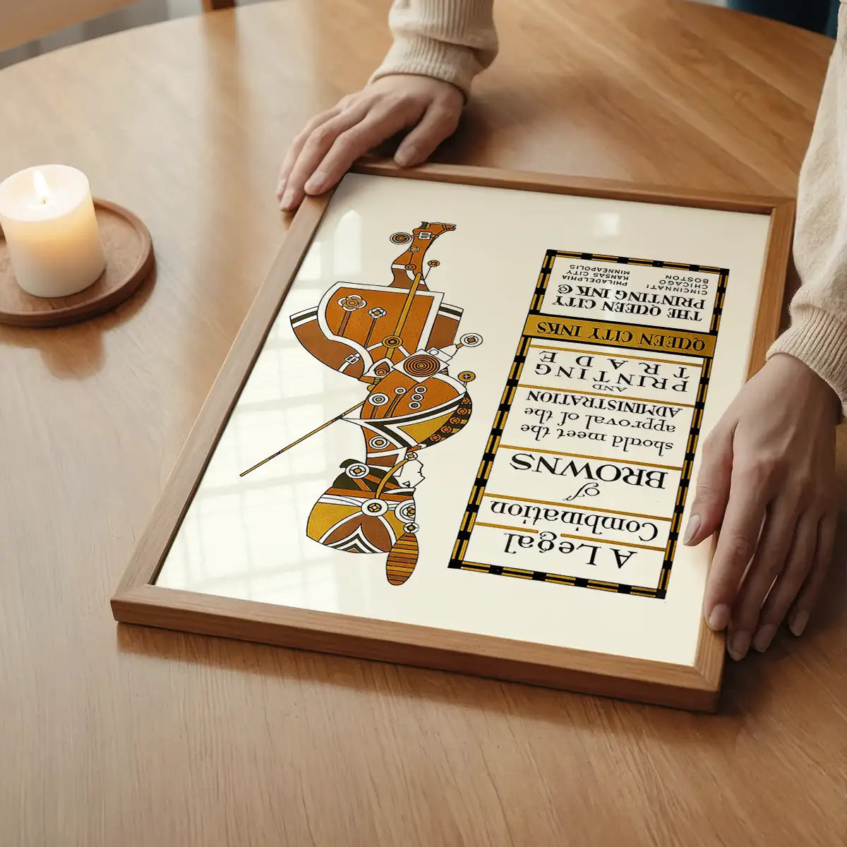 Queen City Printing Inks Vintage Poster - Figure In Brown Print