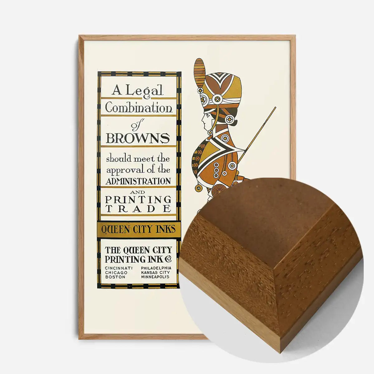 Queen City Printing Inks Vintage Poster - Figure In Brown Print