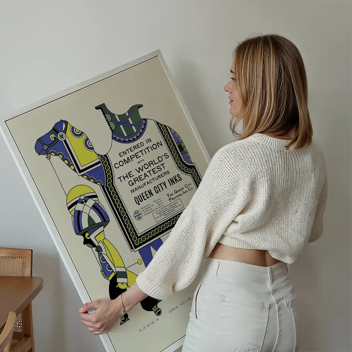 Queen City Printing Inks Vintage Poster - Yellow & Blue Camel Print