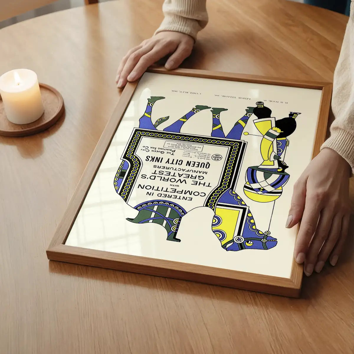Queen City Printing Inks Vintage Poster - Yellow & Blue Camel Print