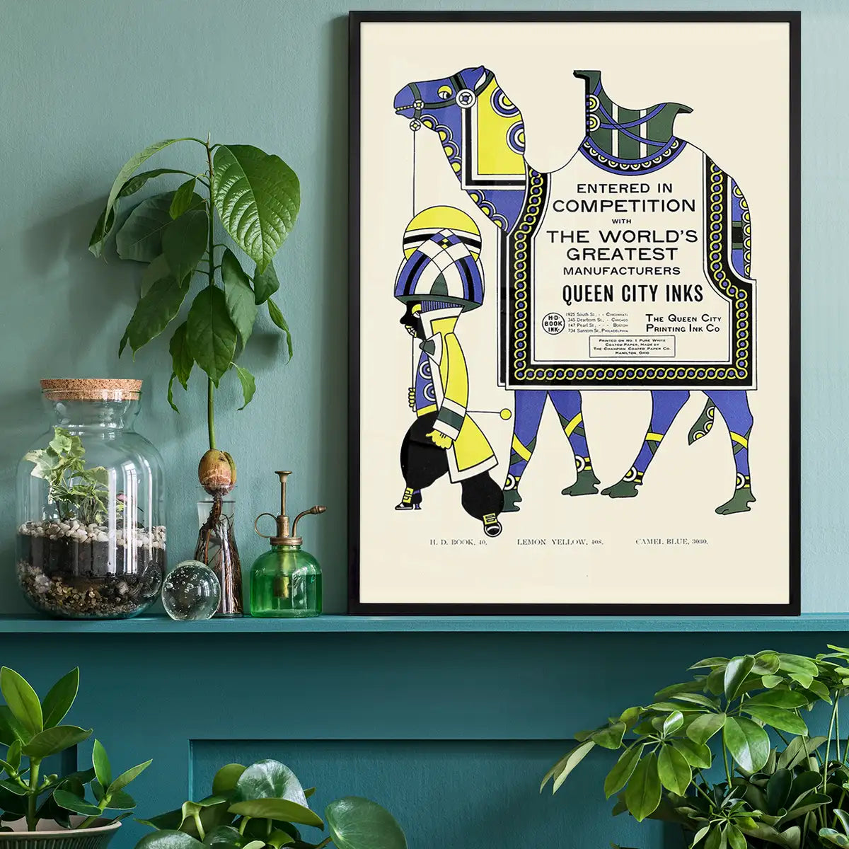 Queen City Printing Inks Vintage Poster - Yellow & Blue Camel Print