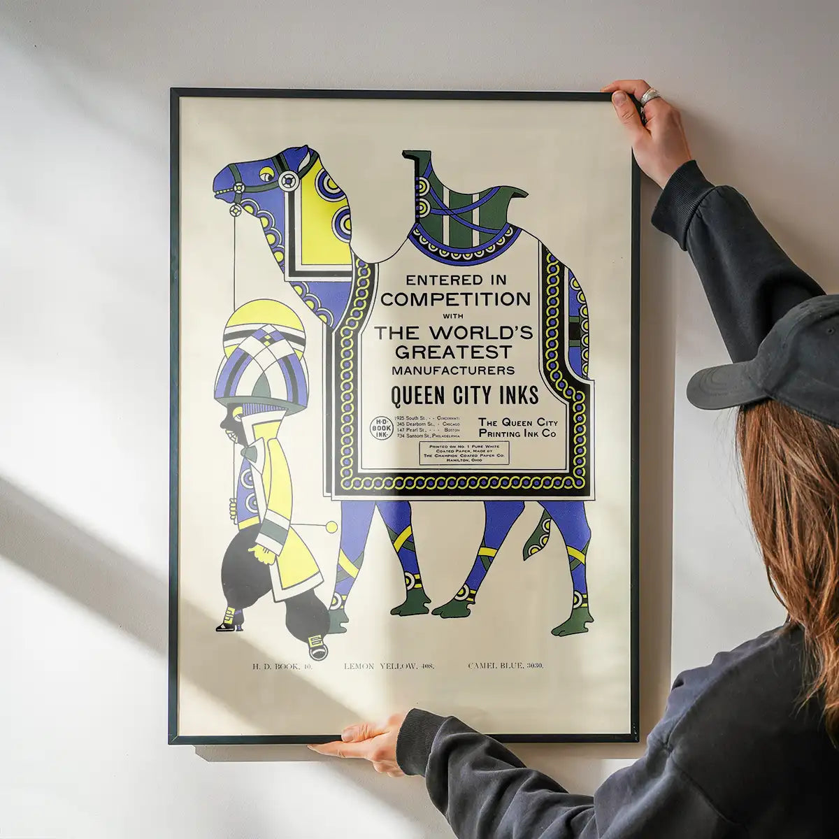 Queen City Printing Inks Vintage Poster - Yellow & Blue Camel Print