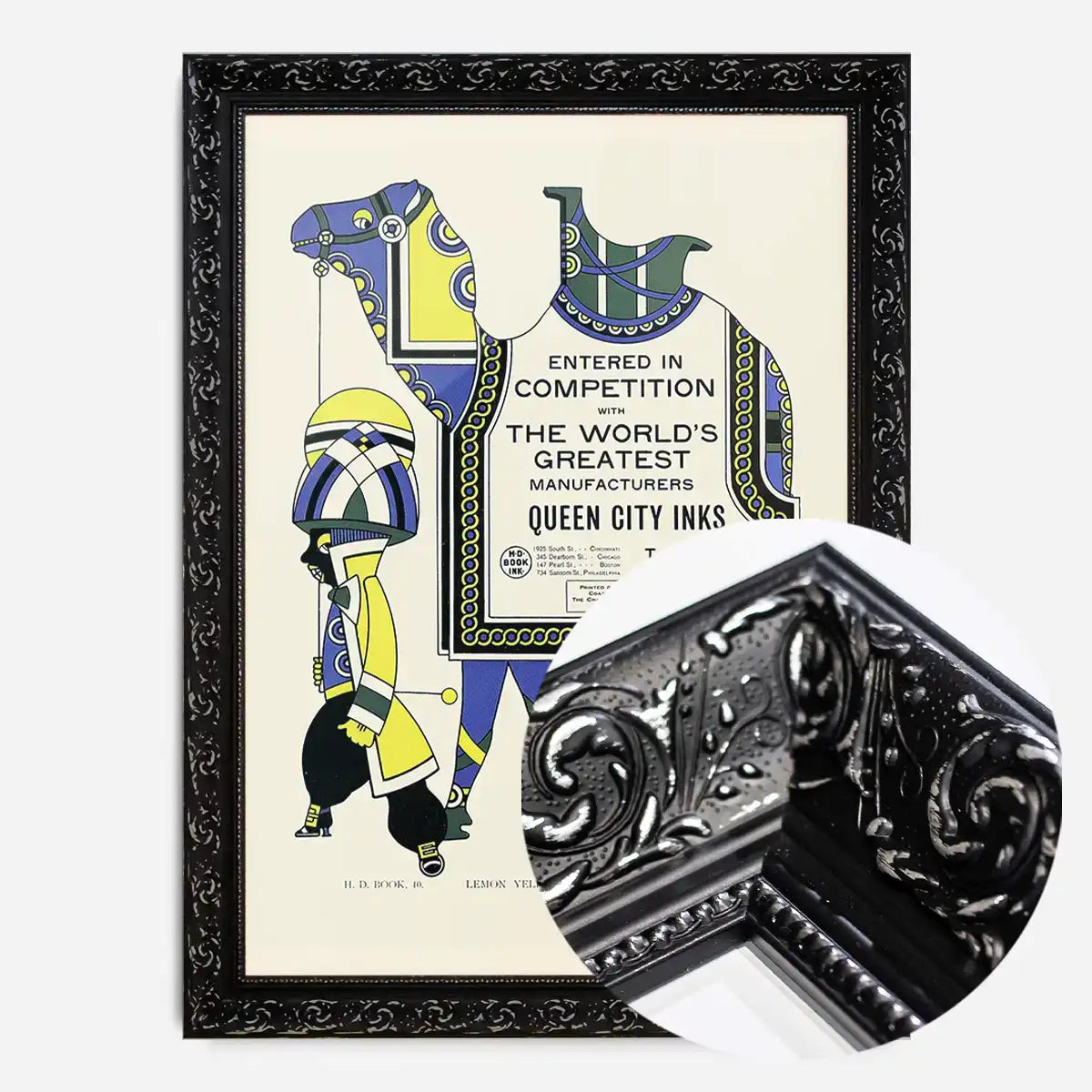 Queen City Printing Inks Vintage Poster - Yellow & Blue Camel Print