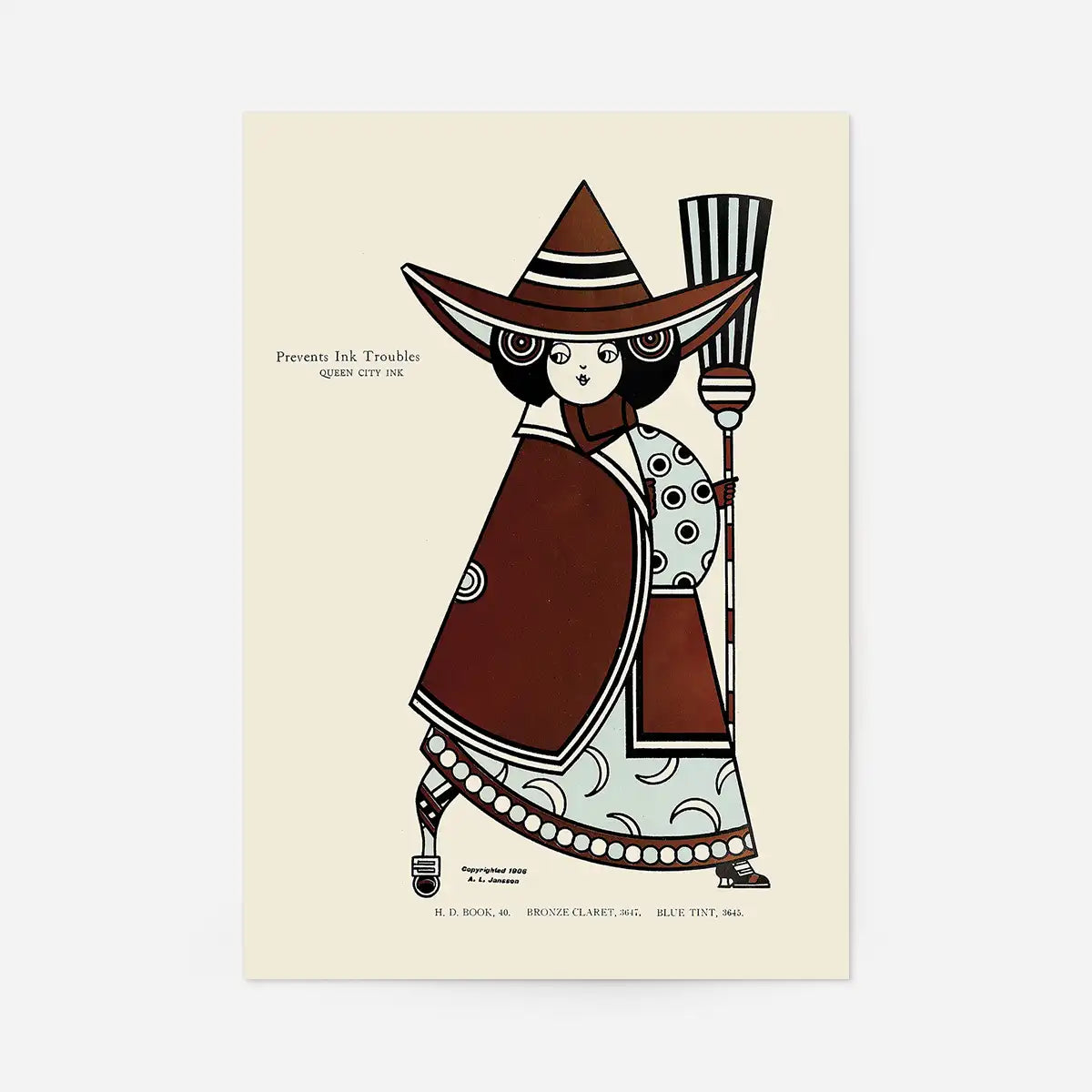 Queen City Printing Inks Vintage Poster - Bronze Witch Print