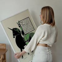 Queen City Printing Inks Vintage Poster - Black & Green Horse Print