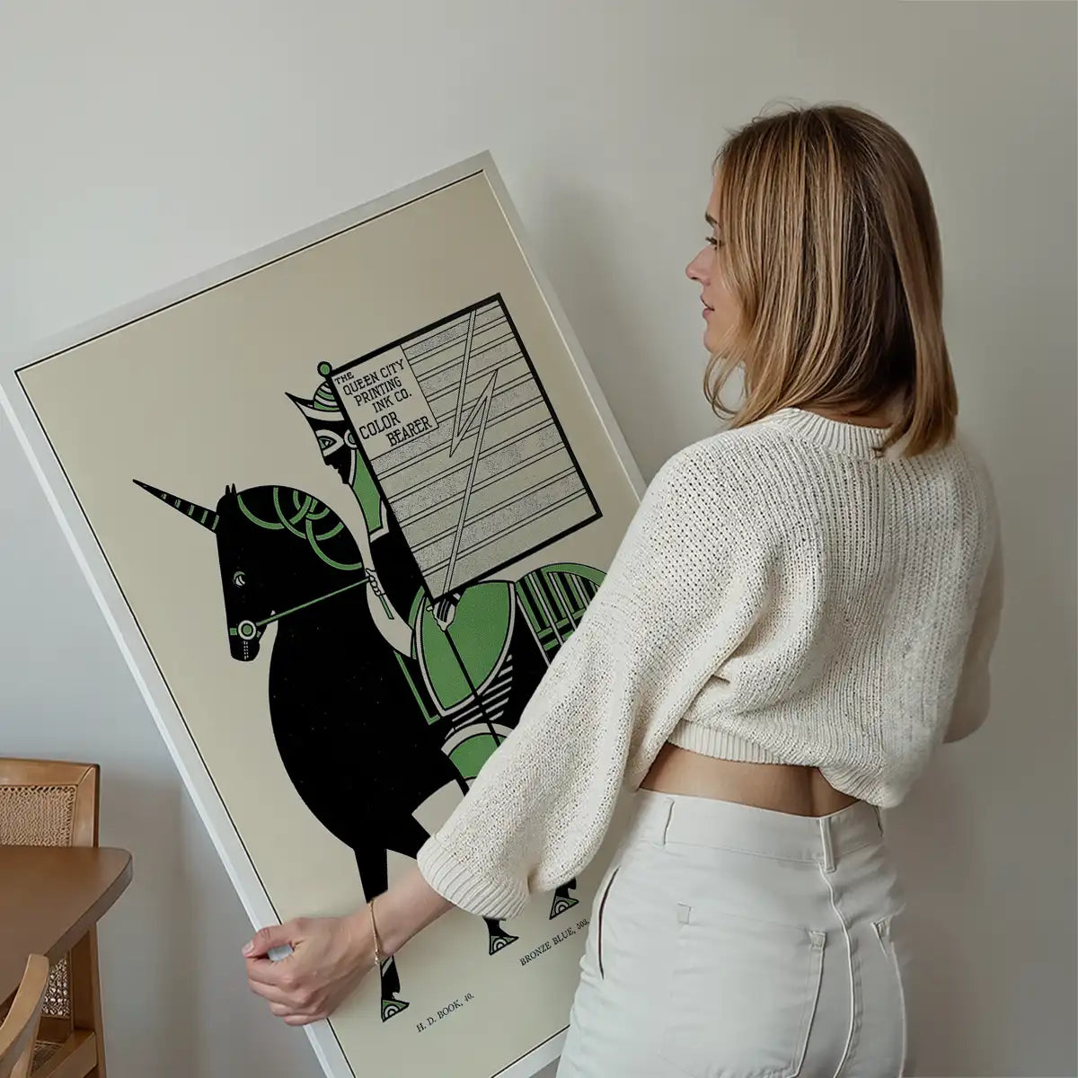 Queen City Printing Inks Vintage Poster - Black & Green Horse Print