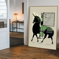 Queen City Printing Inks Vintage Poster - Black & Green Horse Print
