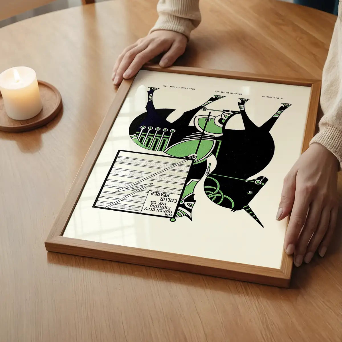 Queen City Printing Inks Vintage Poster - Black & Green Horse Print
