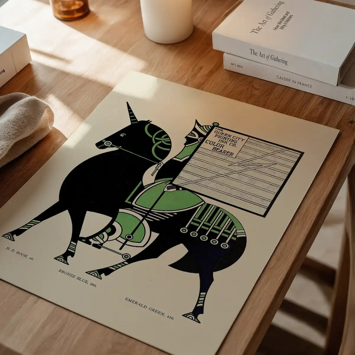 Queen City Printing Inks Vintage Poster - Black & Green Horse Print