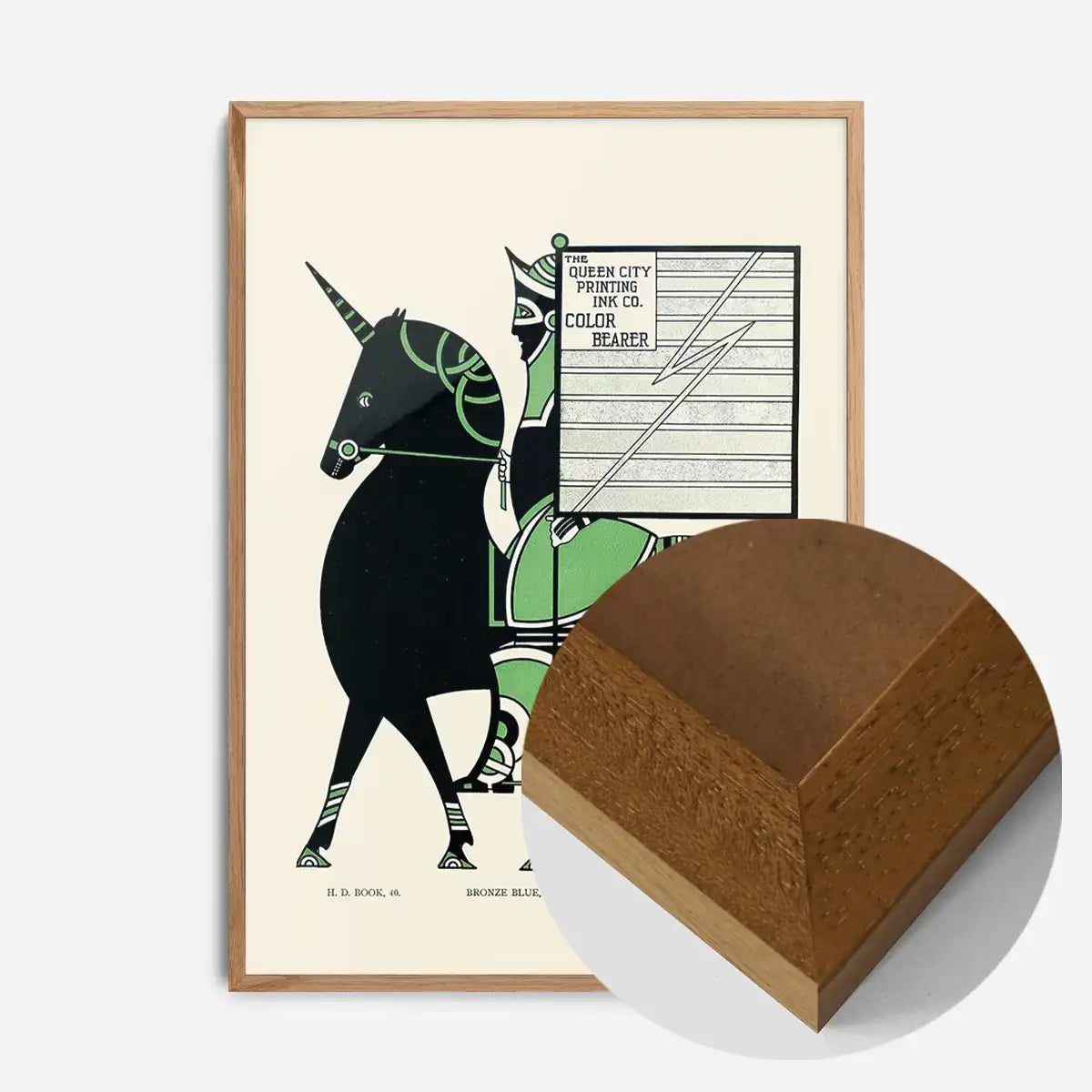 Queen City Printing Inks Vintage Poster - Black & Green Horse Print