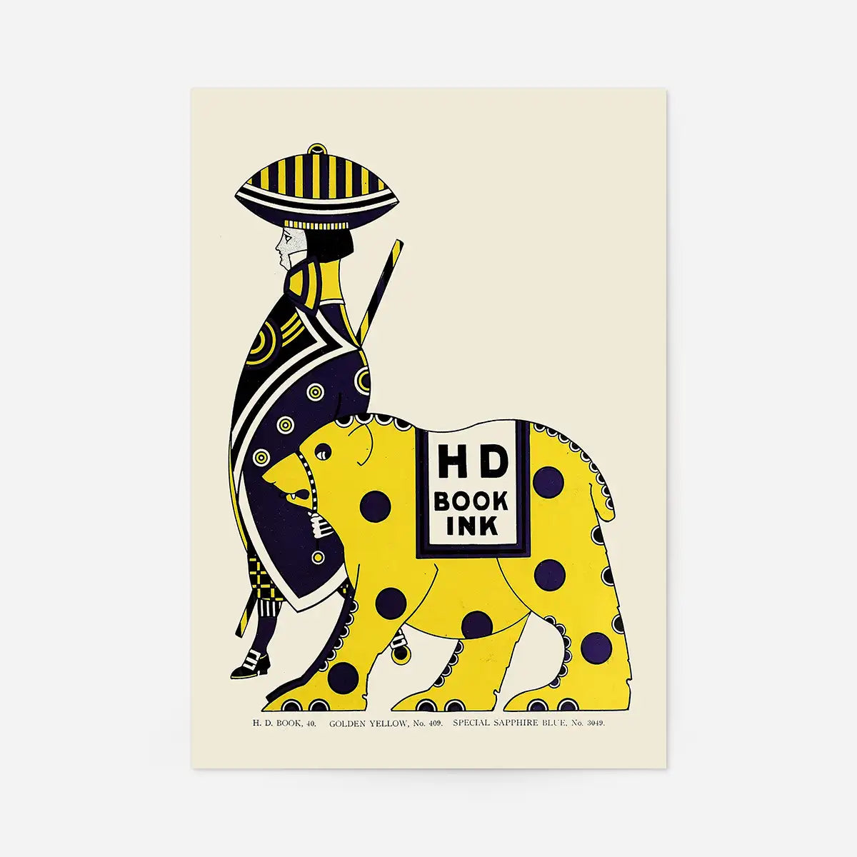 Queen City Printing Inks Vintage Poster - Yellow Bear Print