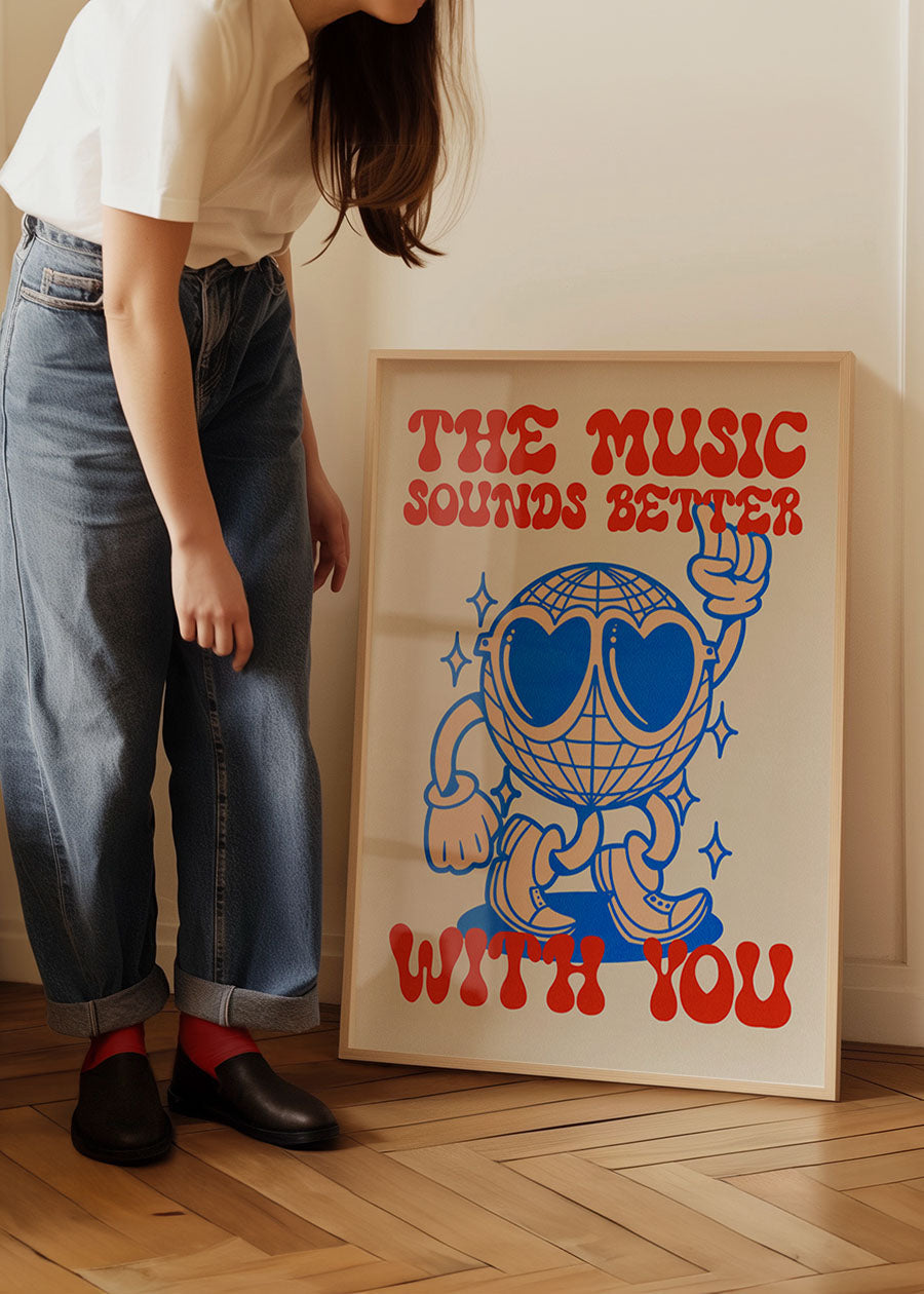 The Music Sounds Better With You Stardust Lyrics Disco Quote Print