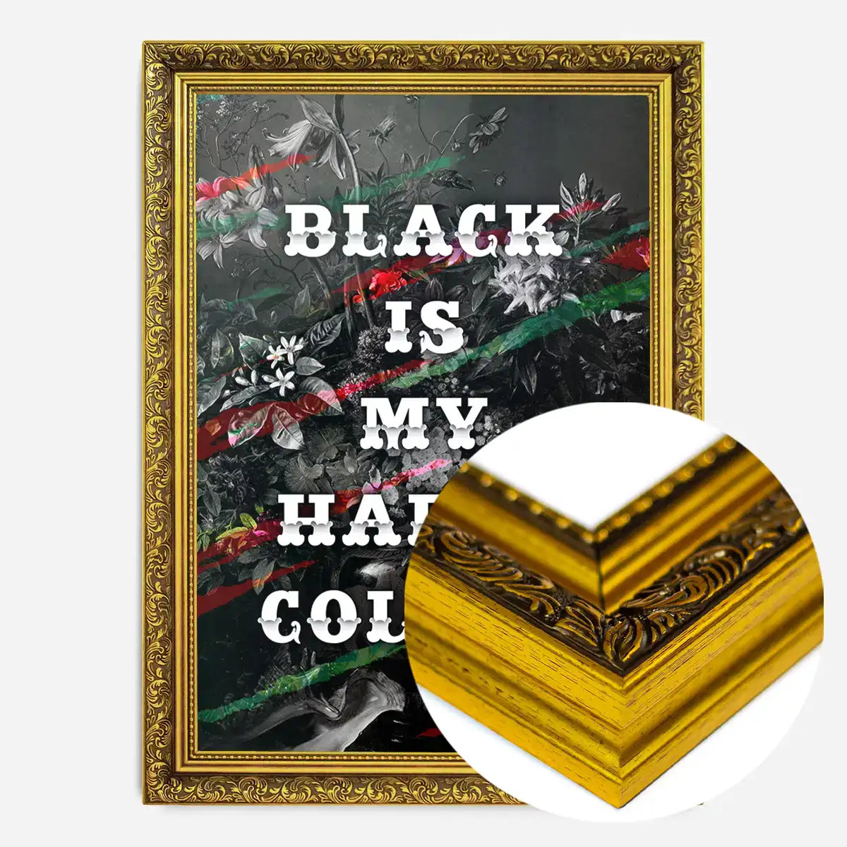 Black Is My Happy Colour Gothic Flowers Dark Quote Print