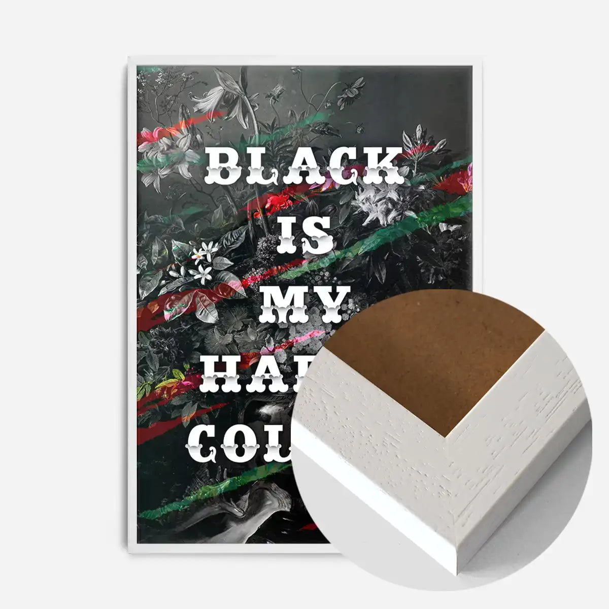 Black Is My Happy Colour Gothic Flowers Dark Quote Print