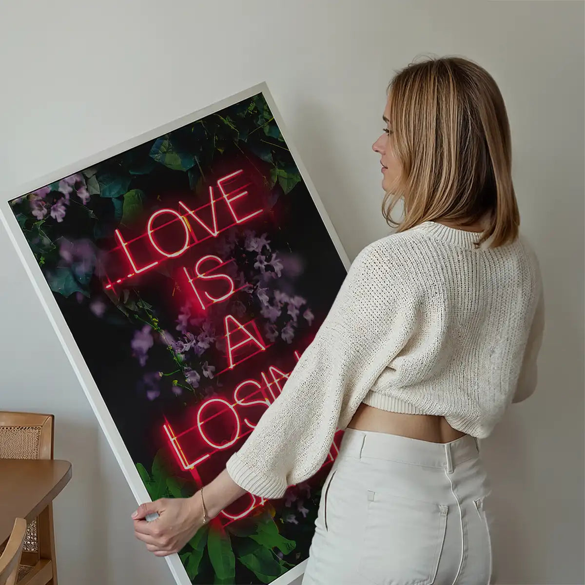 Love is a Losing Game Lyrics Neon Print