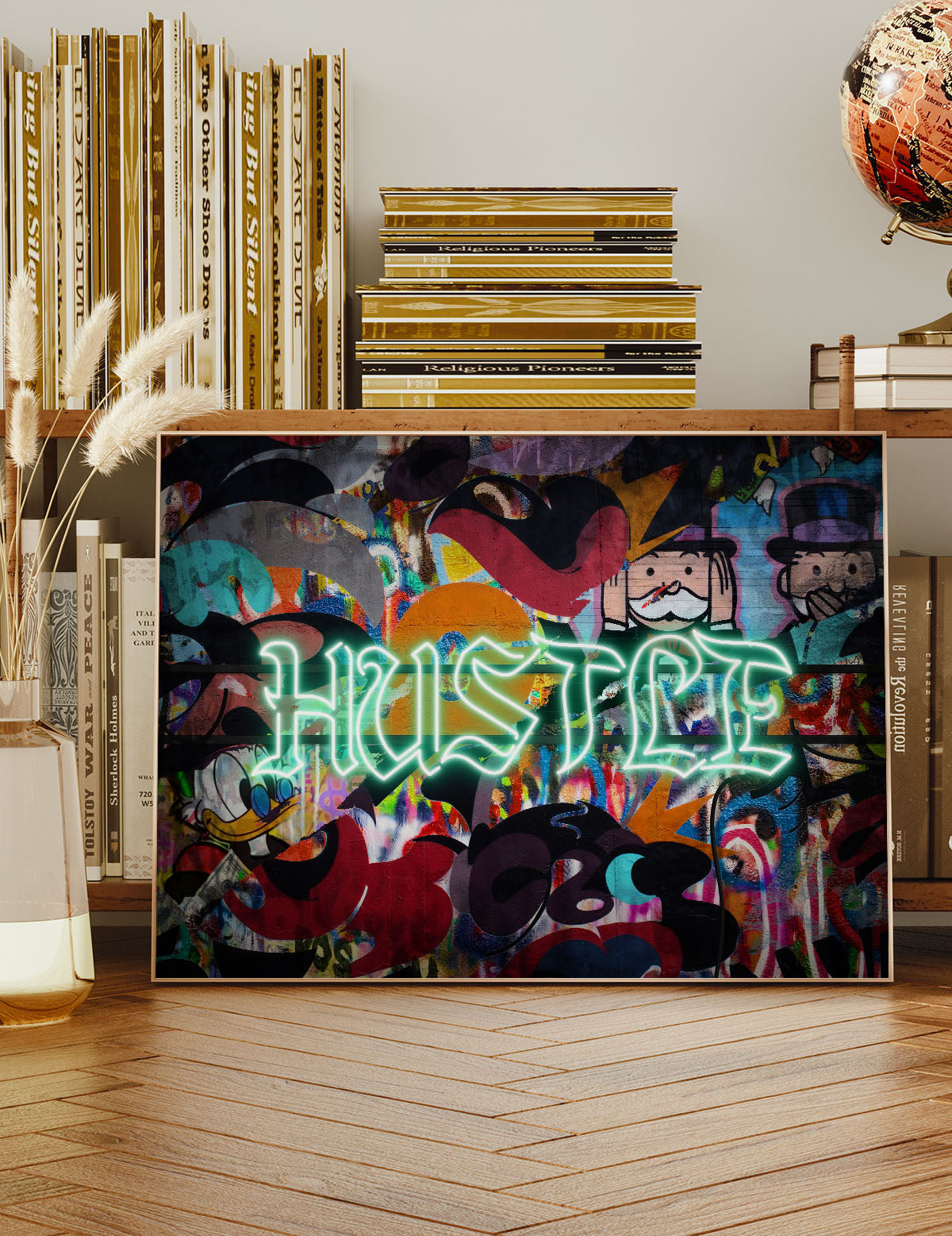 Hustle Neon Graffiti Street Art Print