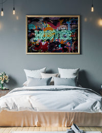 Hustle Neon Graffiti Street Art Print