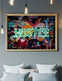 Hustle Neon Graffiti Street Art Print