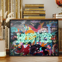 Hustle Neon Graffiti Street Art Print