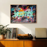 Hustle Neon Graffiti Street Art Print