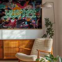 Hustle Neon Graffiti Street Art Print