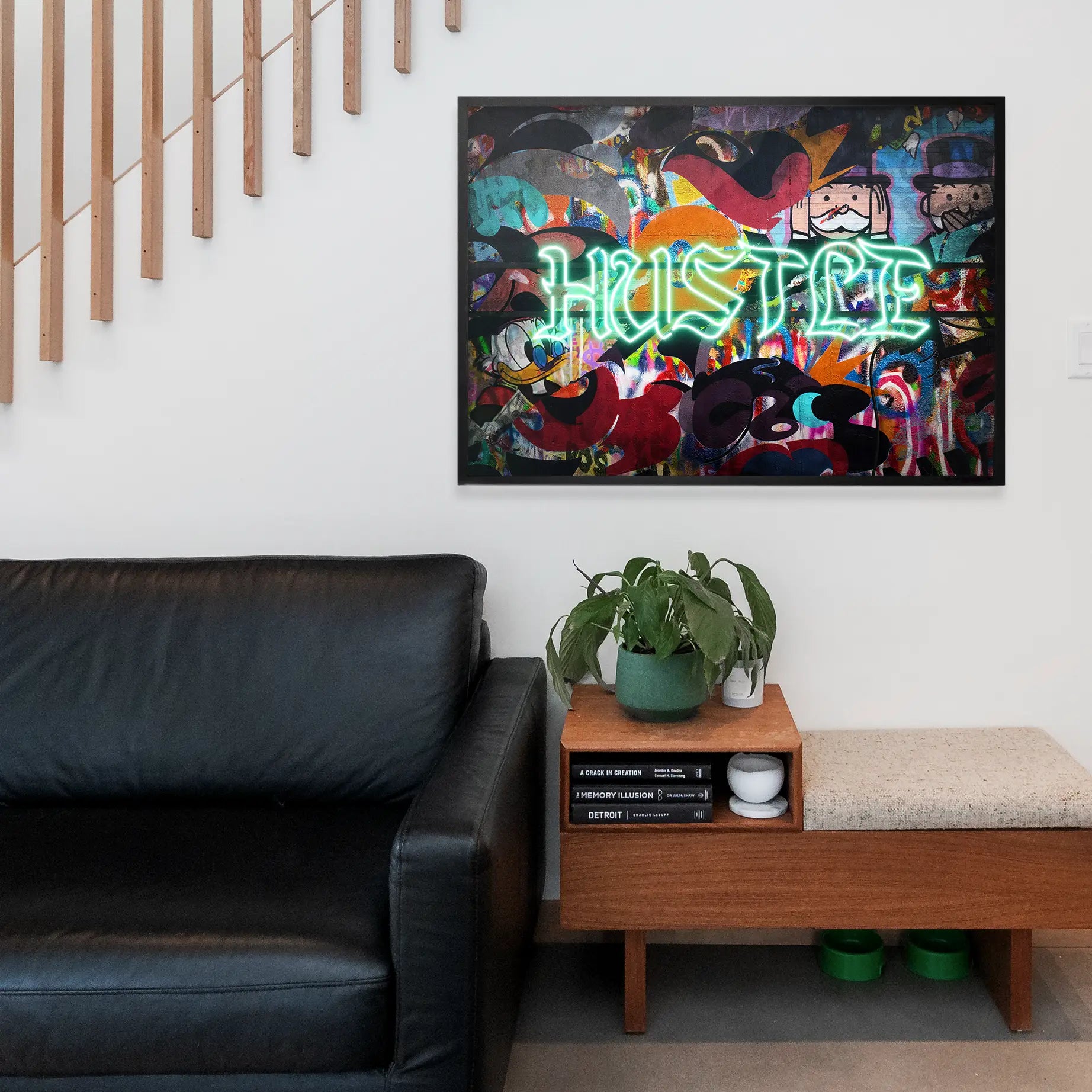 Hustle Neon Graffiti Street Art Print