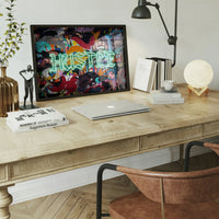 Hustle Neon Graffiti Street Art Print