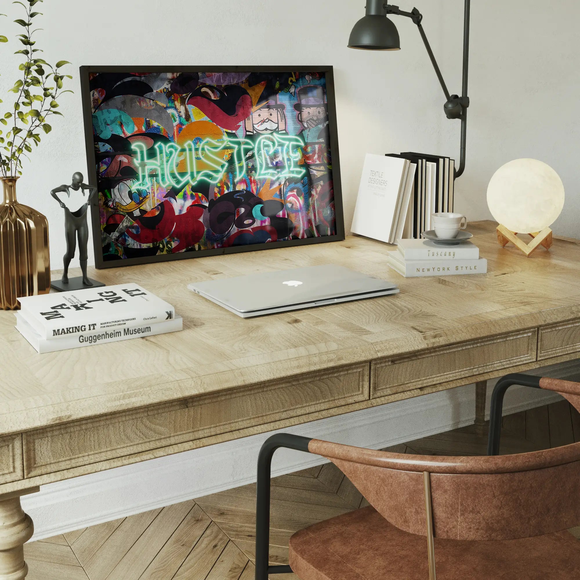 Hustle Neon Graffiti Street Art Print