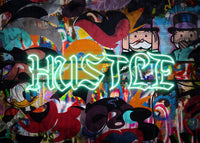 Hustle Neon Graffiti Street Art Print