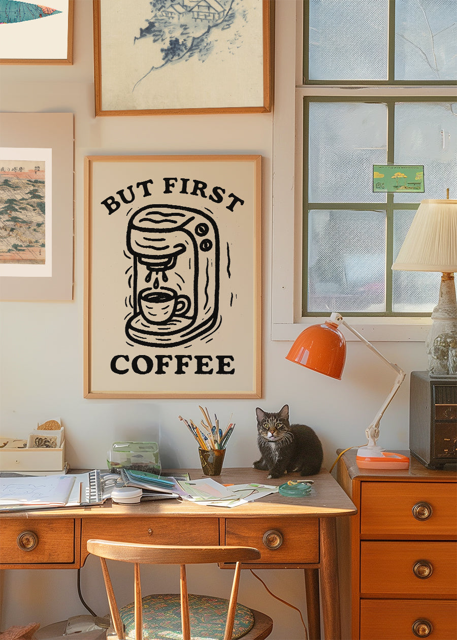 But First Coffee Quote Print