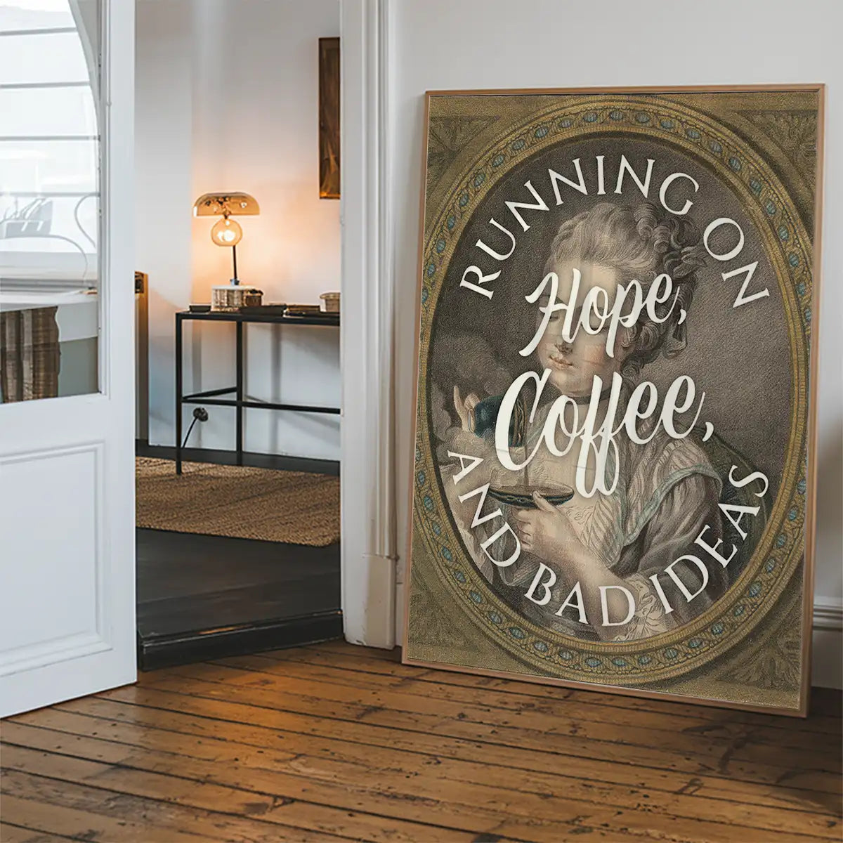 Running on Coffee Quote Print