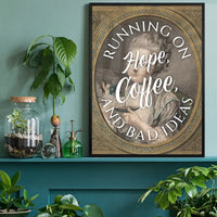 Running on Coffee Quote Print