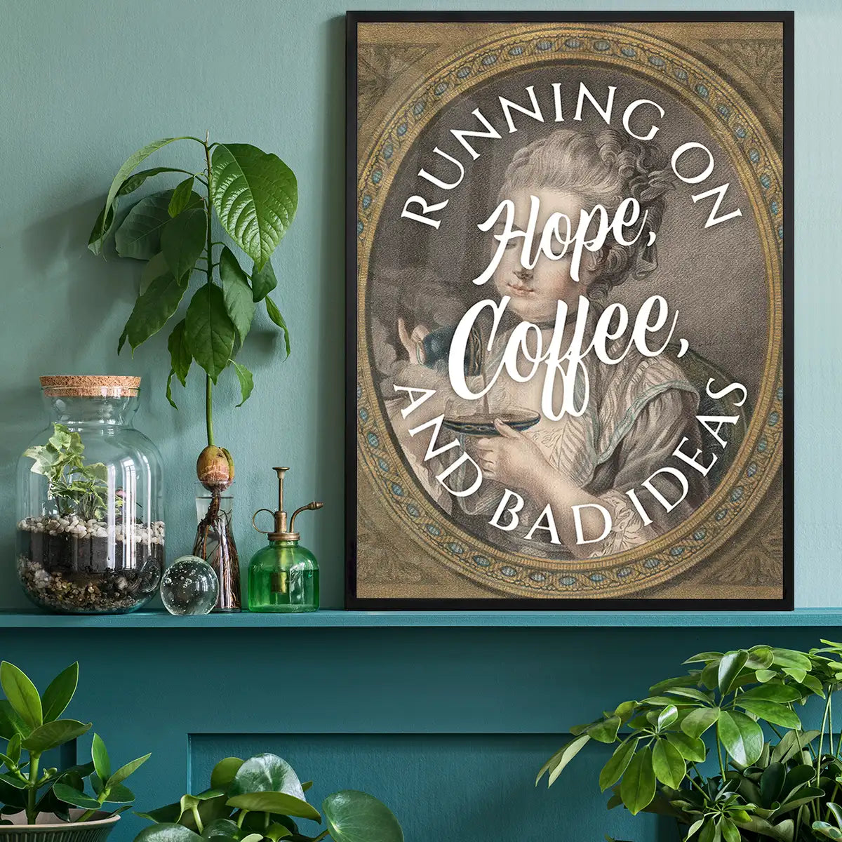 Running on Coffee Quote Print