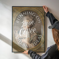 Running on Coffee Quote Print