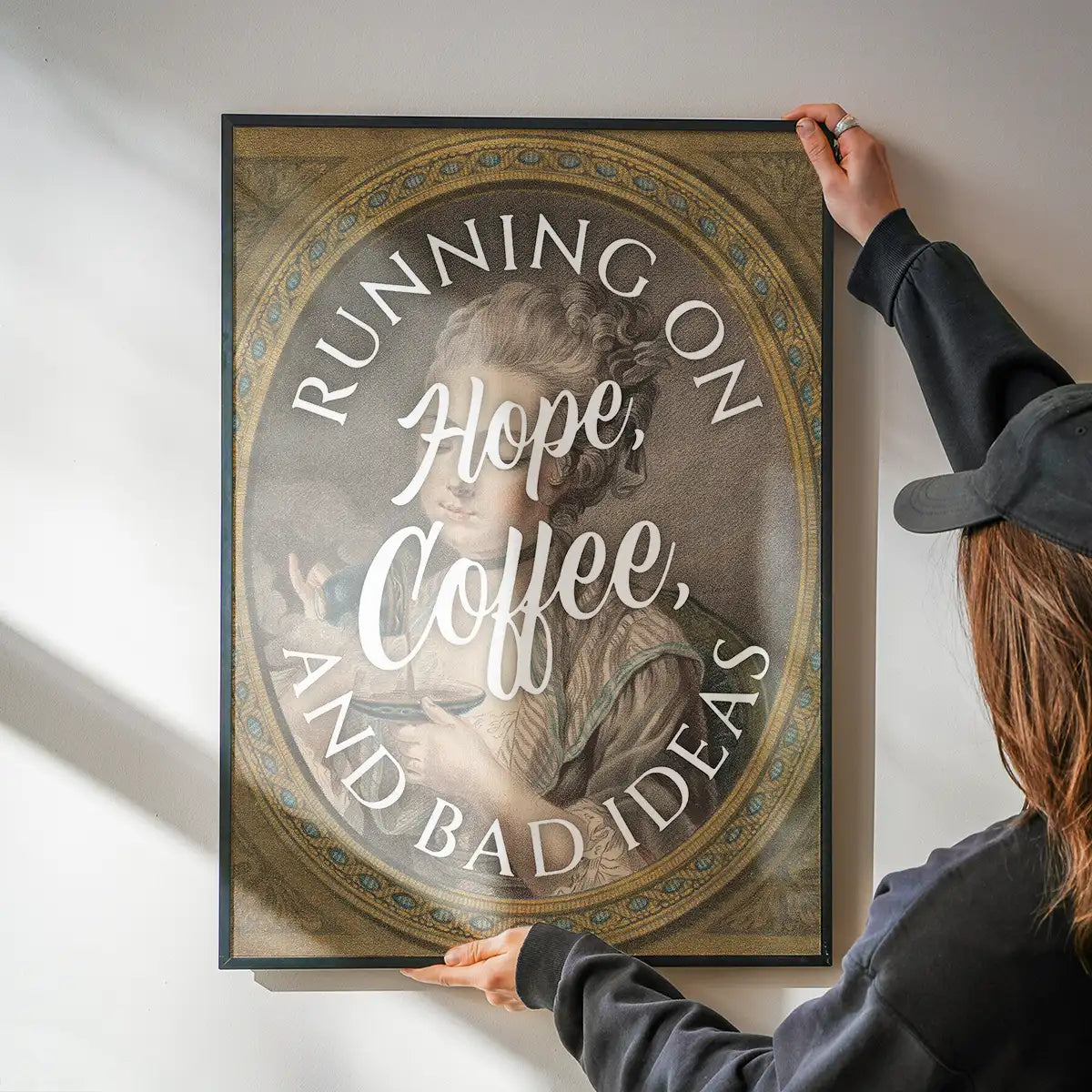 Running on Coffee Quote Print