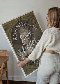 Running on Coffee Quote Print