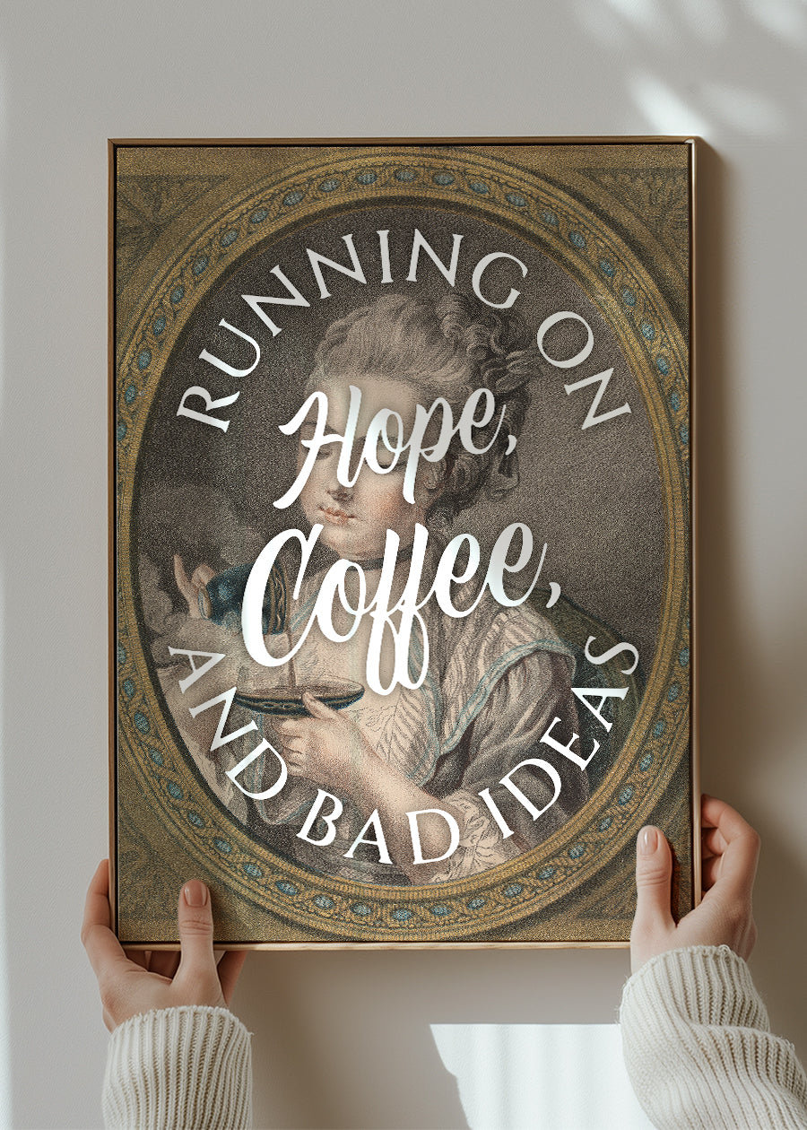 Running on Coffee Quote Print