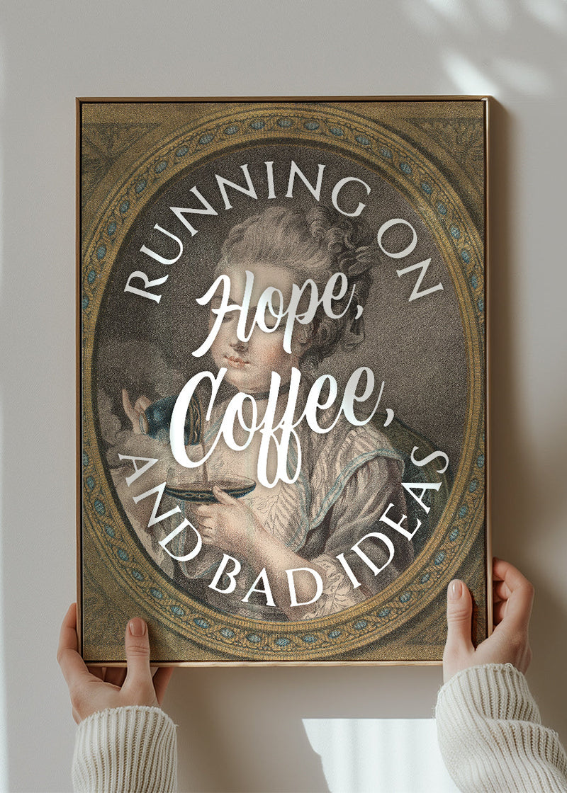 Running on Coffee Quote Print