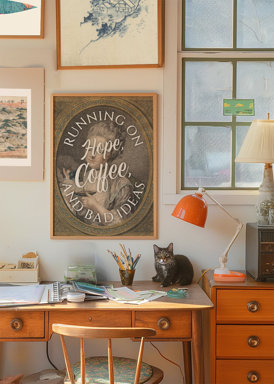 Running on Coffee Quote Print
